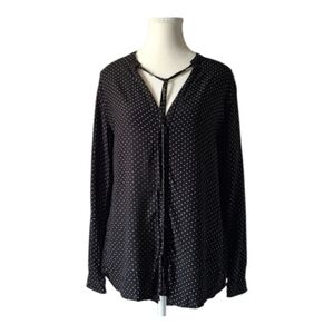 Rails Abby Polka Dot Button Down Blouse XS Black White Long Sleeve